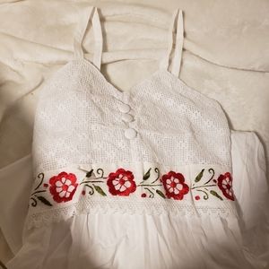 White Mexican Embroidered Dress